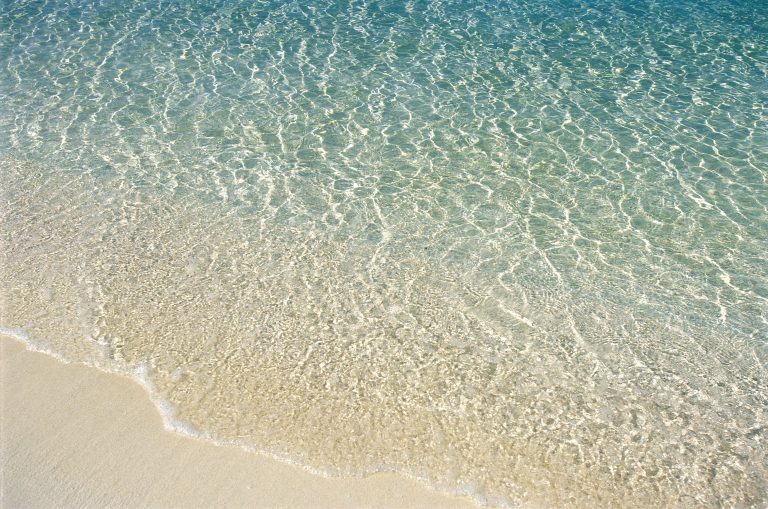 A clear sandy beach